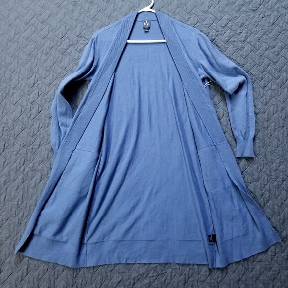 Worthington Women's Open Long Cardigan Sweater Size S Pockets Blue Striped New - Picture 7 of 11